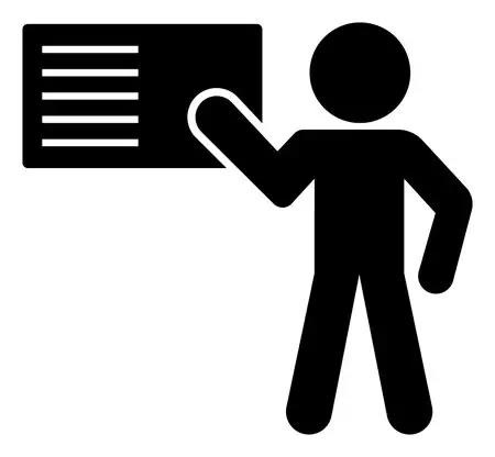 ボードを使って説明する人のイラスト